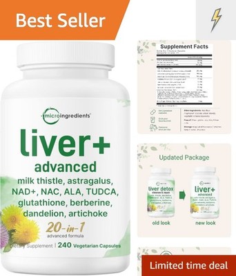 Liver Advanced+, 240 Veggie Capsules | 20-in-1 Complex with Milk Thistle, Dan...