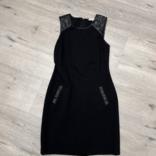 Banana Republic Sleeveless Little Black Dress with Faux Leather Trim Size 2