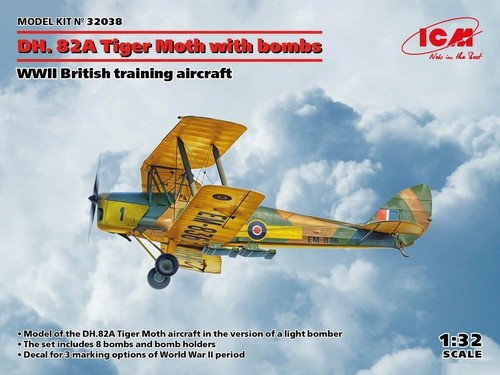 ICM - De Havilland DH 82 Tiger Moth con bombas Segunda Guerra Mundial avión de entrenamiento británico 1 - Imagen 1 de 14
