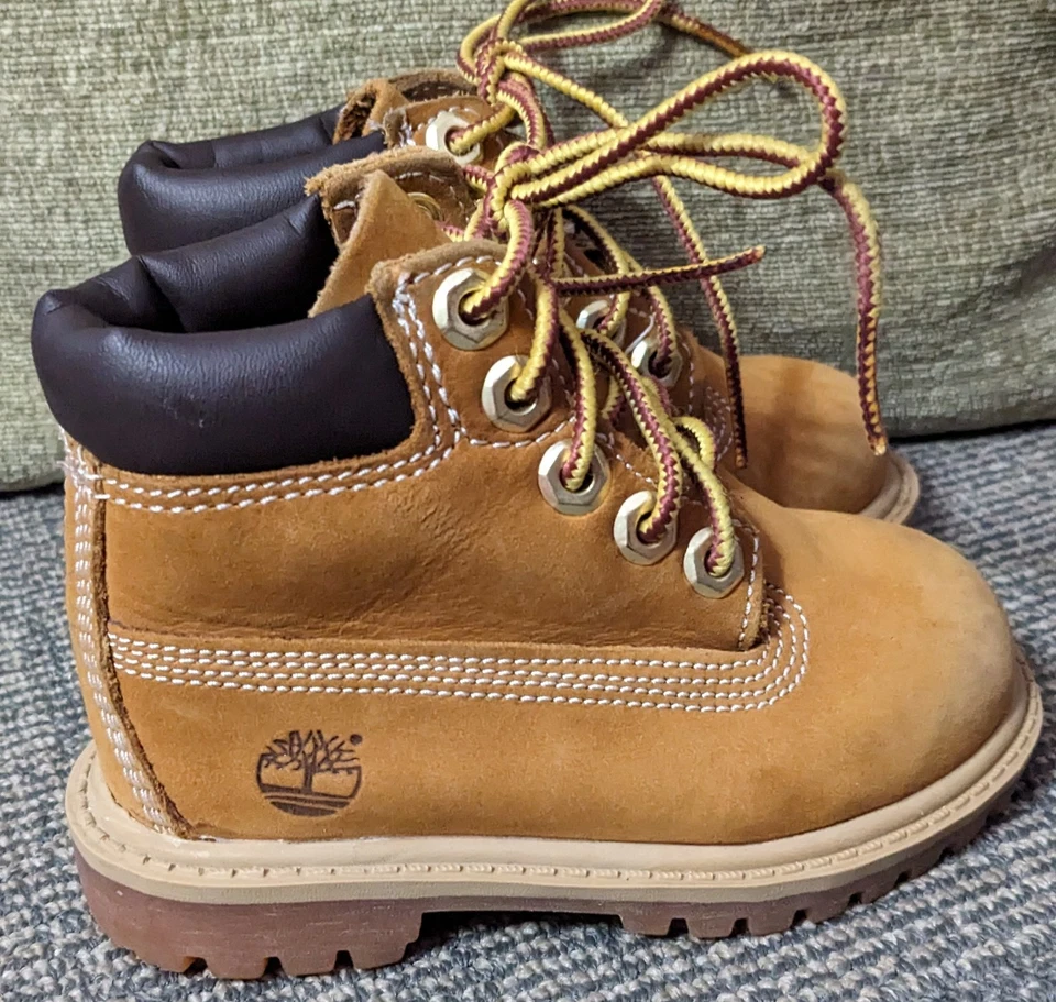 Botas Timberland 6 polegadas criança tamanho 5 trigo nobuck couro infantil - Imagem 2 de 4