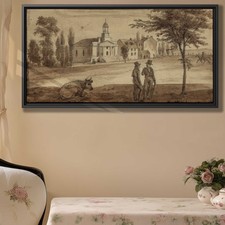 Rustic Watercolor Canvas Print Rural Landscape Animal Cow Artwork Vintage Decor