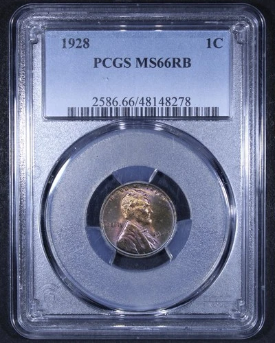 1928 Lincoln Wheat Cent - 1c PCGS MS66 RB - Red Brown - Gorgeous Toning 🌈