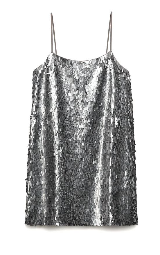 ZARA Ltd Edition ZW Collection Silver Sequin Mini Dress Size L, SOLD OUT, BNWT image 3