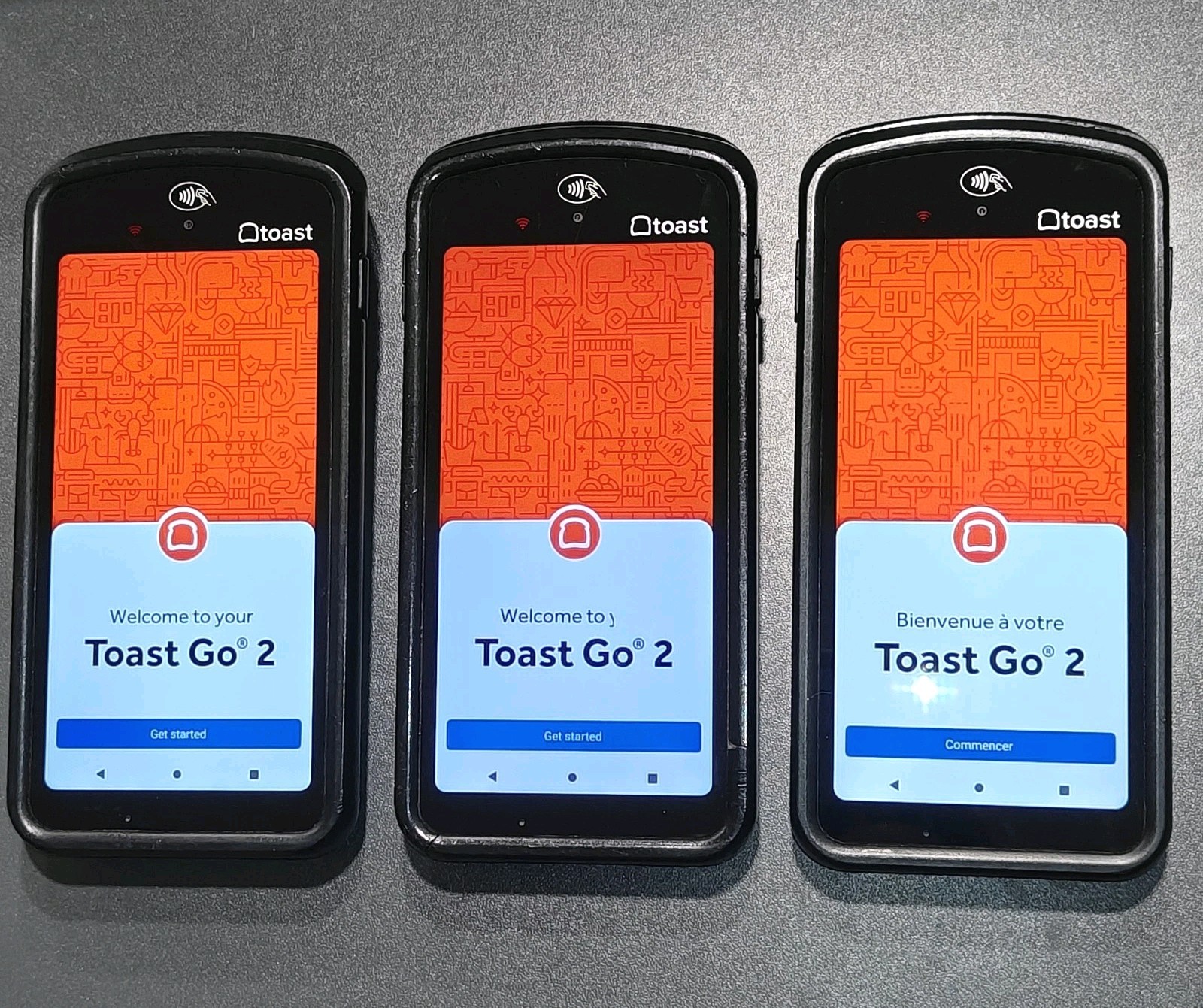 Lot of 3 - Toast Go 2 Handheld POS Tablets TG200 - Card Readers Tested & Working
