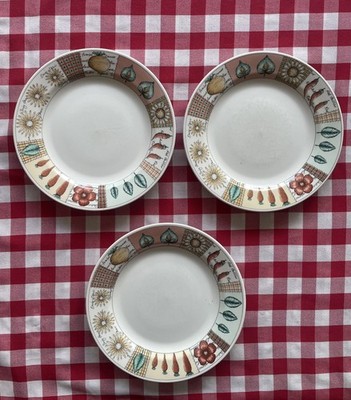  Vintage - Pier 1 - 3 x Speiseteller - Gemüsebeet - Made in England 1990er