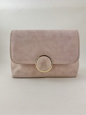 DUNE Pink Suede & Leather Mini Clutch Bag With Gold Shoulder Strap
