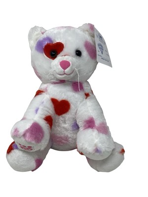 Build a Bear BAB Be Mine Kitty Valentines White Red Pink Heart Pattern Cat NWT