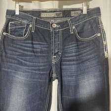 BKE Mens Carter Straight Jeans 32S Blue Cotton