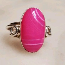 Pink Botswana Agate Handmade Oval Bezel Open ...