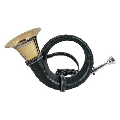 Jagdhorn Fürst Pless Horn mit Stimmzug silberfarbiges Mundstück & Beschlag Neu !