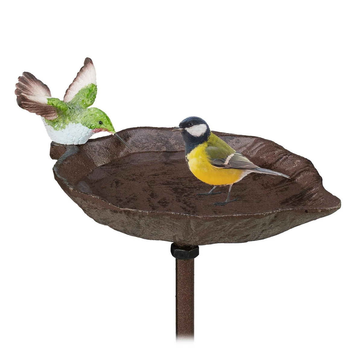 Vasca Per Uccelli Da Esterno In Metallo Con Catene, Fiorata, 27x7x63 Cm – Mangiatoia E Decorazione Da Giardino