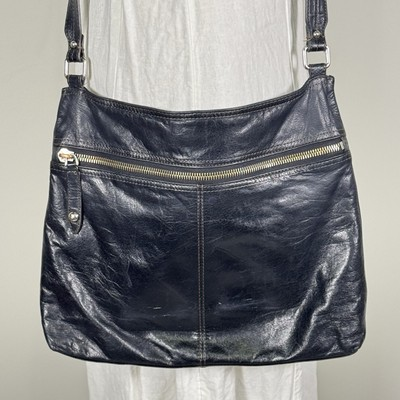 #ad Hobo International BLACK LEATHER Satchel TOTE BAG Large VINTAGE Purse Iconic