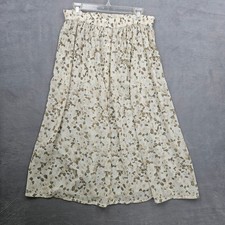 Express Vintage Floral Midi Skirt Cream Taupe Cottagecore Fairy Romantic Size M