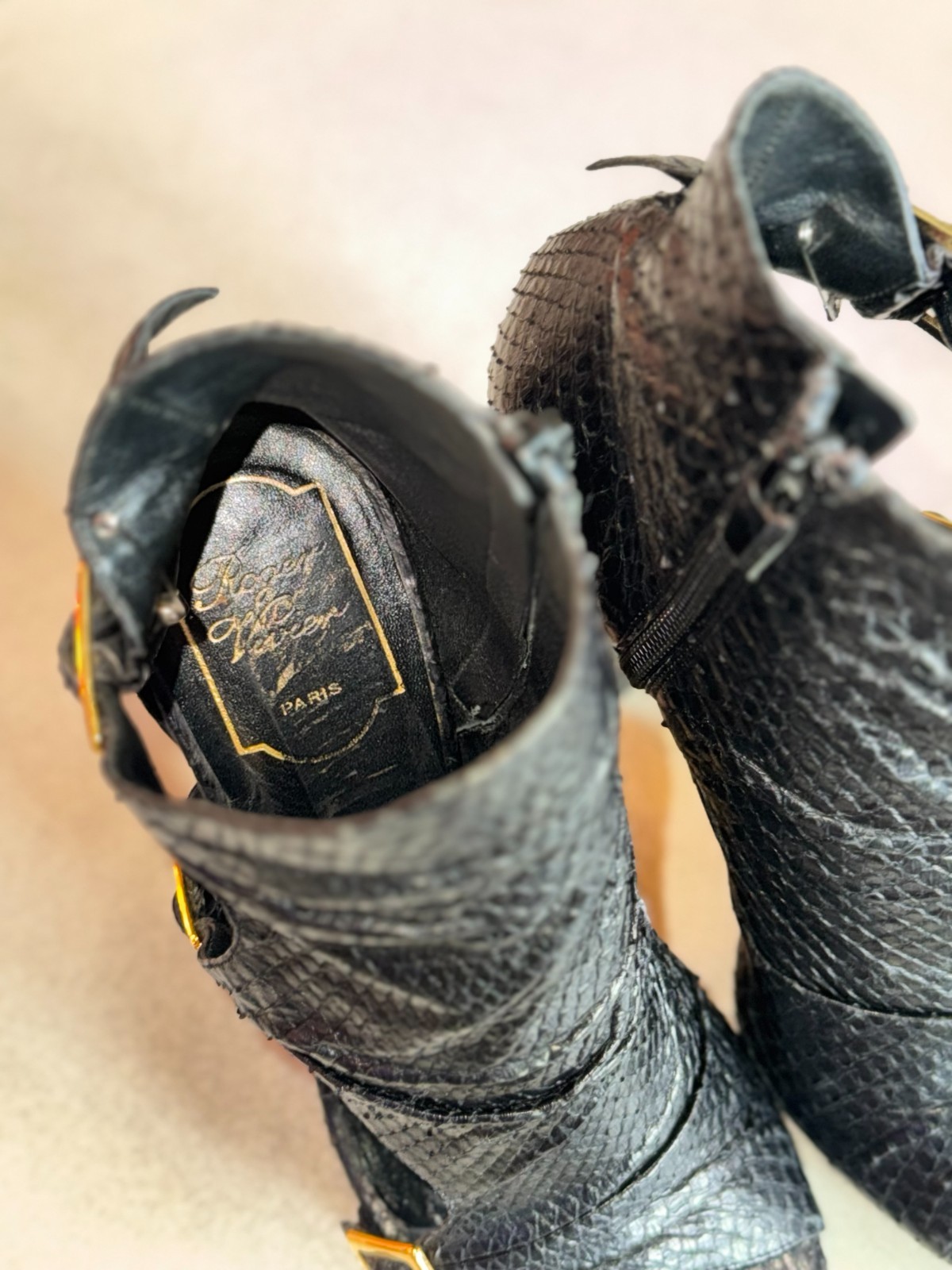 RARE! Roger Vivier Black Python Buckle Platform S… - image 8