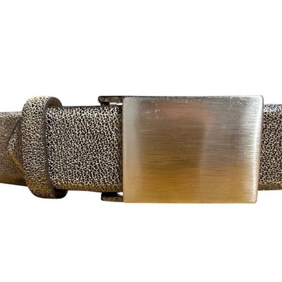 Saks Fifth Avenue Metallic Textured Leather Belt Silver Buckle Size L (33''-37'')