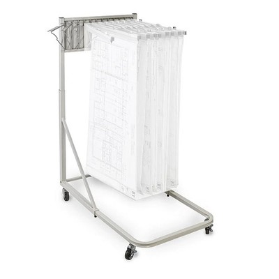Adir Mobile Blueprint Holder Rack Steel Plan Storage Cart Office Poster Stand