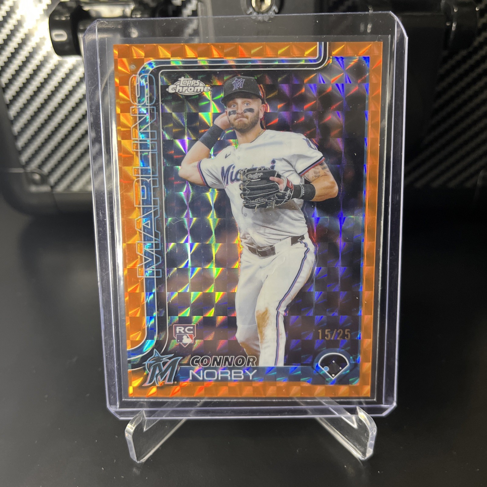 2025 Topps Chrome Connor Norby #199 Orange Geometric Refractor Rookie /25 RC