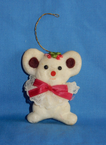 Vintage beflockter Styropor Weihnachtsschmuck Teddybär & Stiefelschuh - Bild 2 von 14