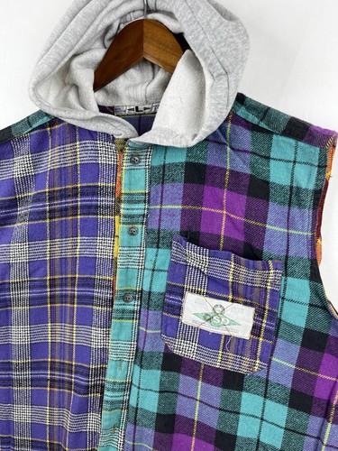 De Colección Grunge Quiksilver Sin Mangas Franela a Cuadros Sin Mangas con Sudadera con Capucha Para Hombres Talla Lg - Imagen 3 de 9