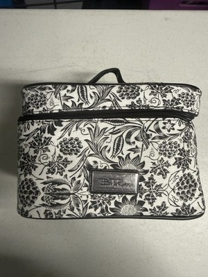 Bella Russo Makeup Bag  Black & White  Floral Design  Zipper Closure Top Handle
