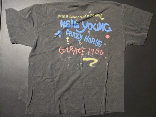 Vintage Band Tee Garage 1986 Neil Young Crazy Horse Tour Single Stitch T Shirt - Picture 2 of 7