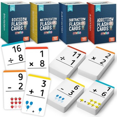 Ultimate 4-in-1 Math Flash Cards for Kids - Addition, Subtraction, Multiplicatio