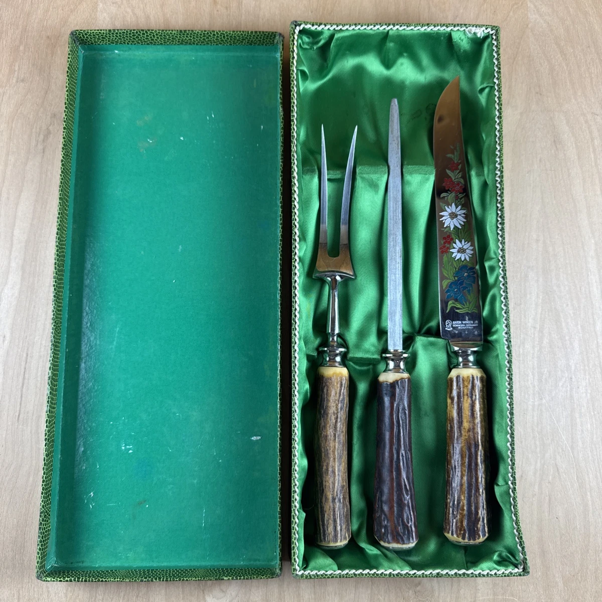 Stag Carving Set | eBay Vintage Anton Winger JR Stag Solingen Germany Cutlery 4pc Carving Set main image 1