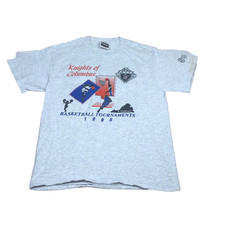 Vtg TULTEX men's Cave Spring Warriors basketball tournament t-shirt M gray USA