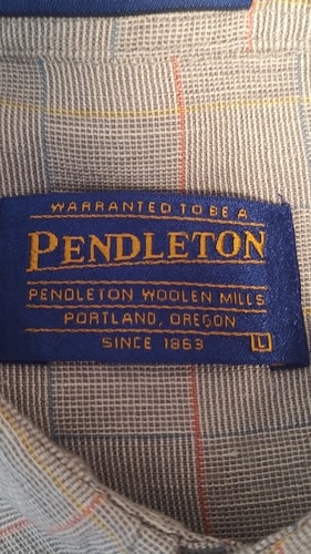 Pendleton Button Up Shirt Men Size Large Linen Blend Tartan Plaid Short Sleeve - Picture 11 of 15