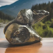 Genesis Fine Arts Rodent on Pair Sculpture Handmade Mullingar, Ireland 4" Bronze