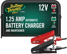 Battery Tender® Plus 021-0128: 12 Volt 1.25 Amp Battery Charger with Rings/Clips