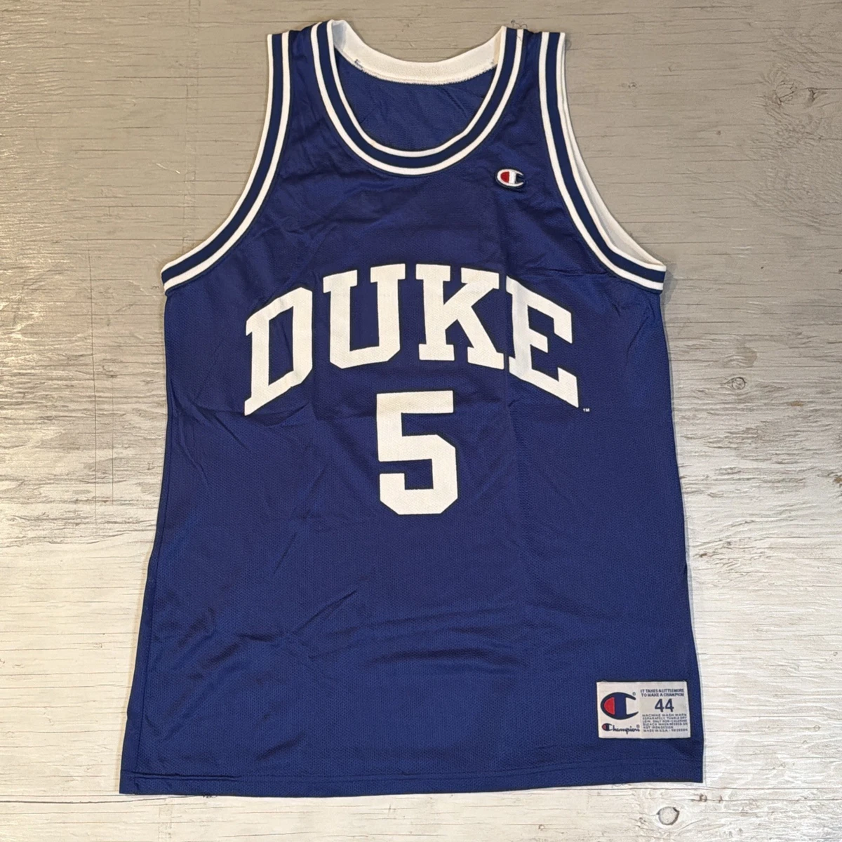 Vintage 90s Champion Duke Blue Devils #5 Basketball Jersey Sz 44