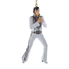 Kurt Adler Plastic Ornament for Christmas Tree, Elvis in Old Indian Jumpsuit
