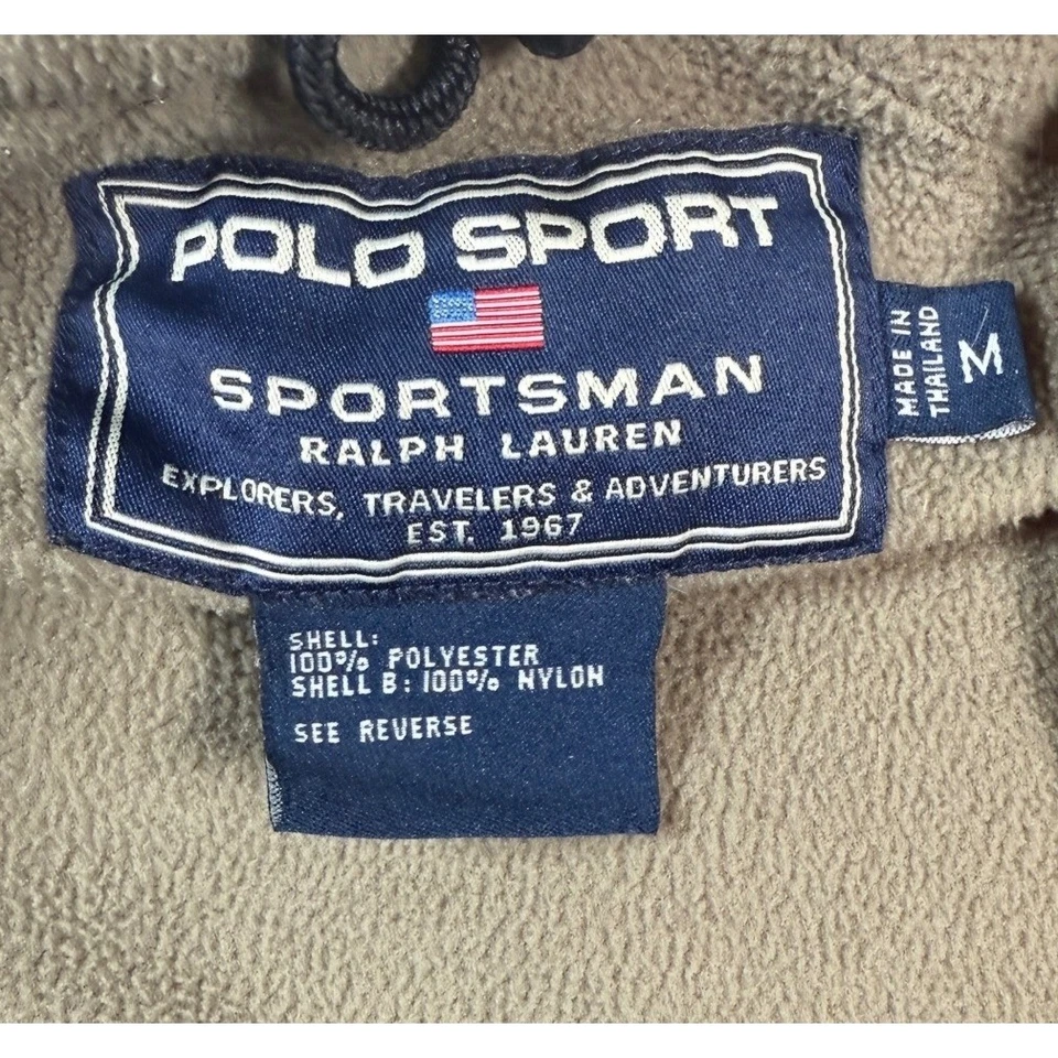 Polo Sport Ralph Lauren Sportsman Chaleco Polar Para Hombre M Caqui Bolsillos con Cremallera Bandera de EE. UU. Foto 2 de 4