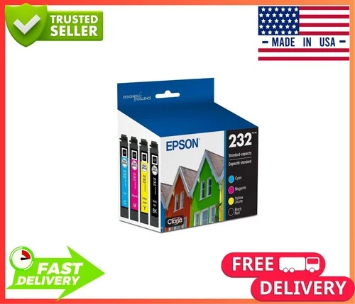 Genuine Epson 232 Ink Cartridges 4 Pack Black Cyan Magenta Yellow OEM T232120BCS - product listing photo