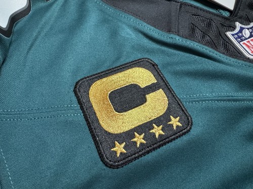 Maglia Small Saquon Barkley #26 Vapor FUSE Midnight Green Eagles Captain Auth - Foto 6 di 15