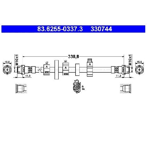 Bremsschlauch Vorne Links FüR VW Transporter 70A 70E 70H 70L 99 Bis 03 ATE AYY-image
