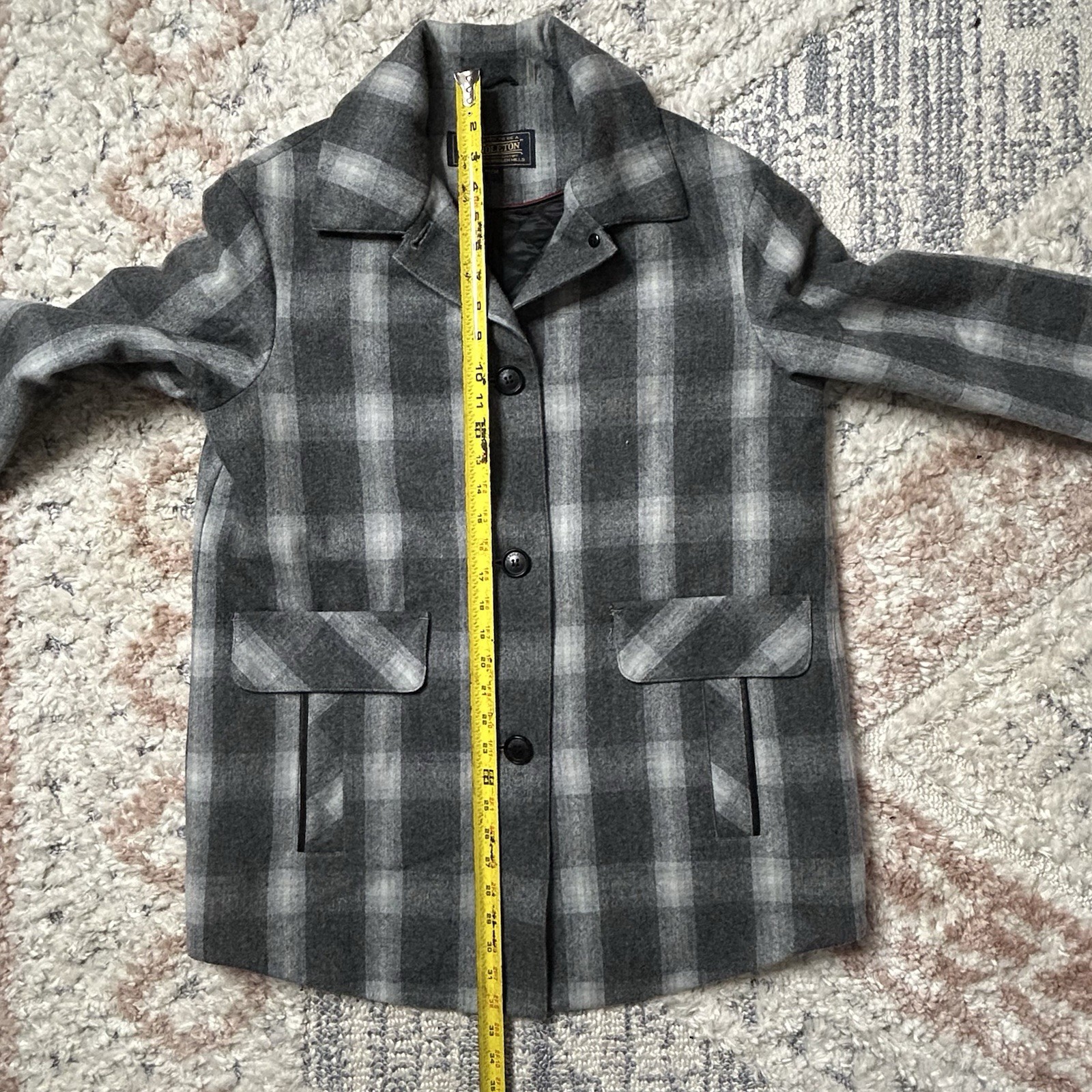 Pendleton Women's Gray Plaid Wool Button Coat Wit… - image 6