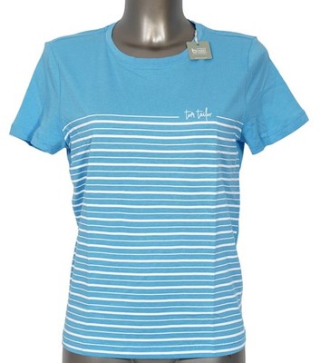 Tom Tailor Damen T-Shirt kurzarm Baumwolle türkis weiß gestreift Regular fit NEU