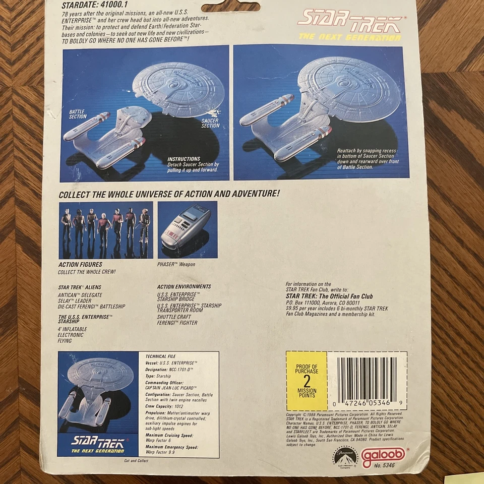 Galoob 1988 Star Trek The Next Generation Uss Enterprise Starship NCC-1701-D NEW - Image 2 of 2