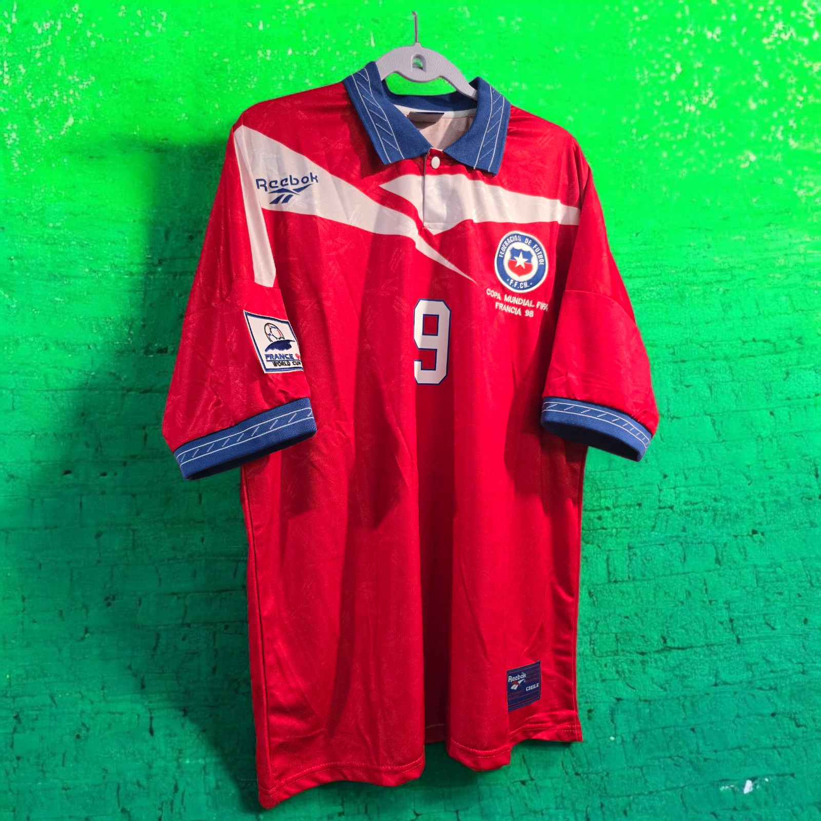 CHILE Home World Cup France 1998 - Retro - Soccer - ZAMORANO - Small (RunSmall) thumbnail 5