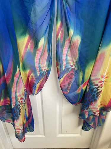Off The Shoulder TG 8 blu chiffon cravatta tinta aperta davanti copricostume perline - Foto 4 di 8