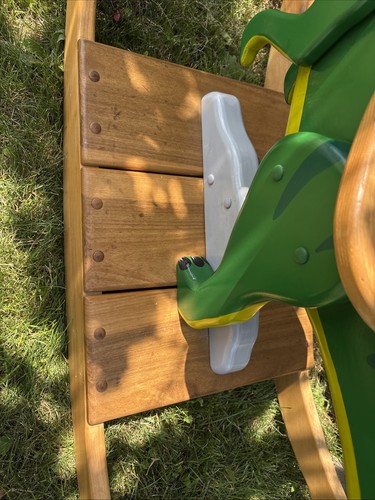 Dinosauro a dondolo in legno animale dondolo cavalcabile giocattoli per bambini dai 3 in su - Foto 9 di 13