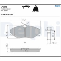 Delphi LP1695 Bremsbelagsatz, Scheibenbremse FüR Nissan, Opel, Renault, Opel