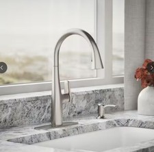 KOHLER Easmor Single-Handle Pull Down Sprayer Kitchen Faucet Vibrant Stainless
