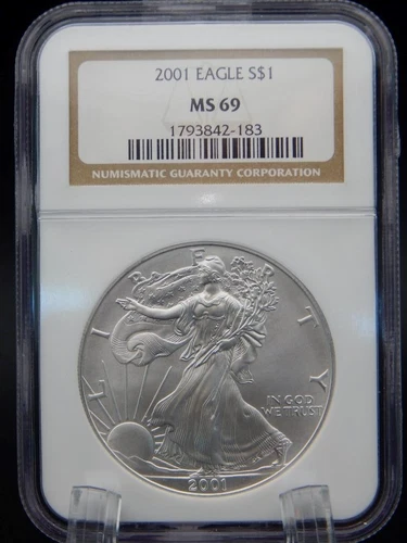 2001 American Silver Eagle Dollar ASE NGC MS69 (BF2091)