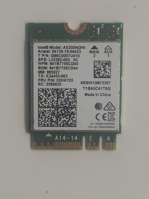 Intel AX200NGW Wi-Fi 6 WLAN Karte + Bluetooth 5.1 M.2 2230   voll funktionsfähig