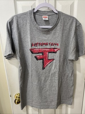 Supreme Team x FaZe Clan T-Shirt Gray Made In USA, Size Medium