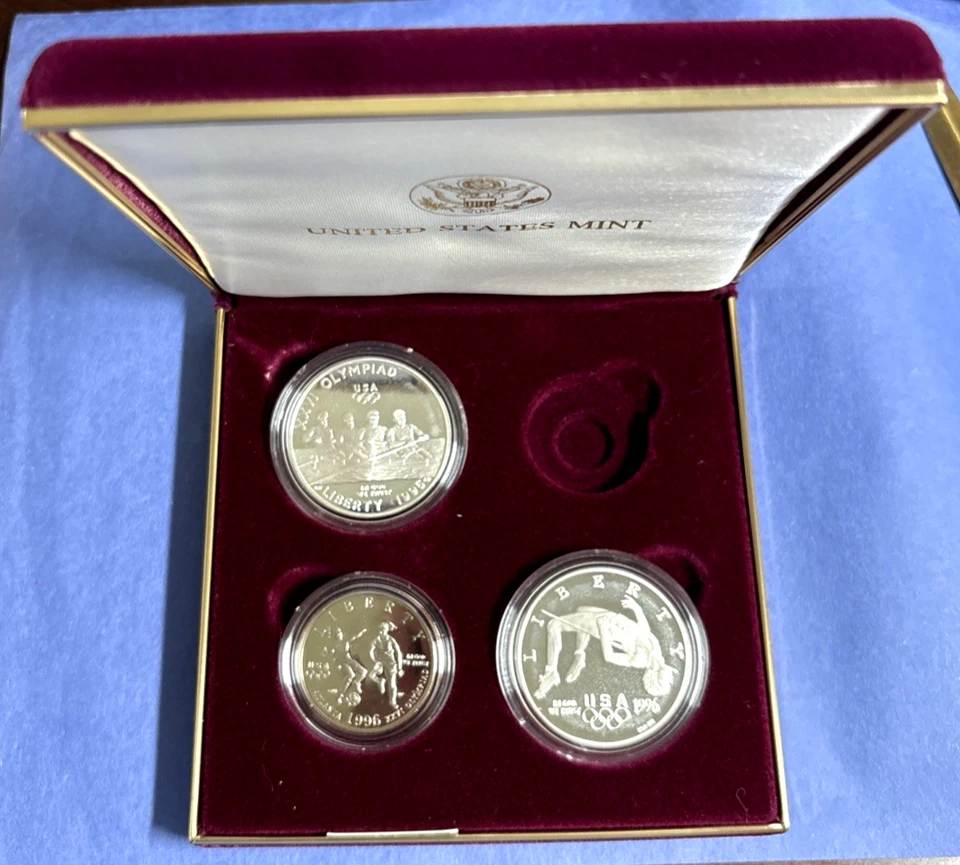 1996 Atlanta Olympics Commem PROOF Silver Dollars - Rowing/High Jump+1 Clad 50c - Image 2 of 4