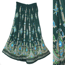 Plus Size 3X/4X/5X/6X Indian Ethnic Sequin Maxi Floral Skirt For Women Boho